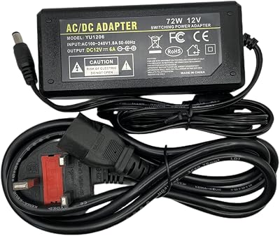 Multibao 12V 6A 72W Power Supply Adapter Charger 5.5x2.5mm DC Jack UK Plug