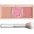 3 Color Matte Pink Blush Palette with Brush, Long Lasting Cheek Makeup, Smooth and Light Blush Powder for Face Beauty