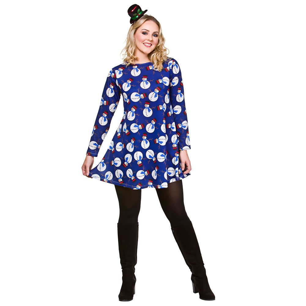 Wicked Costumes Ladies Adult Snowman Christmas Swing Dress (Women: 10-12) Blue