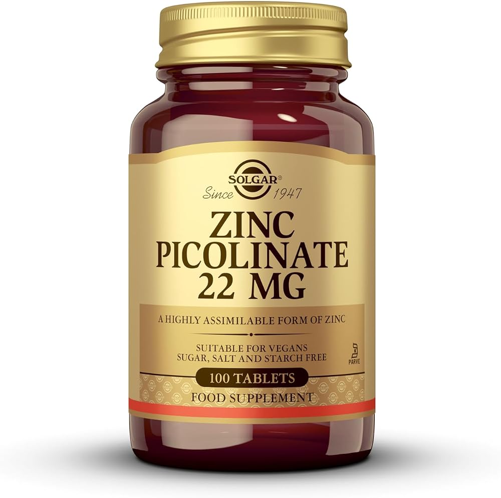 Solgar Zinc Picolinate 22 Mg - Vegan Tablets for Skin, Hair & Nails