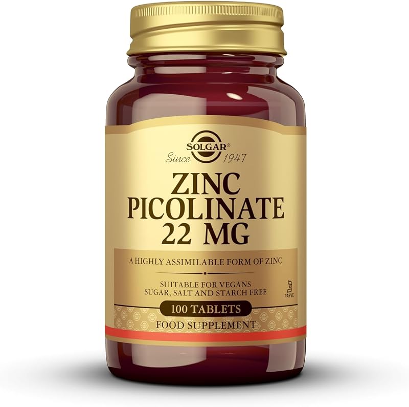 Solgar Zinc Picolinate 22 Mg - Vegan Tablets for Skin, Hair & Nails