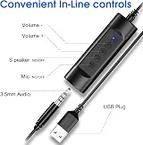 Venker LCL USB Headset with Microphone U17D 3m Noise Cancelling Stereo PC view 5