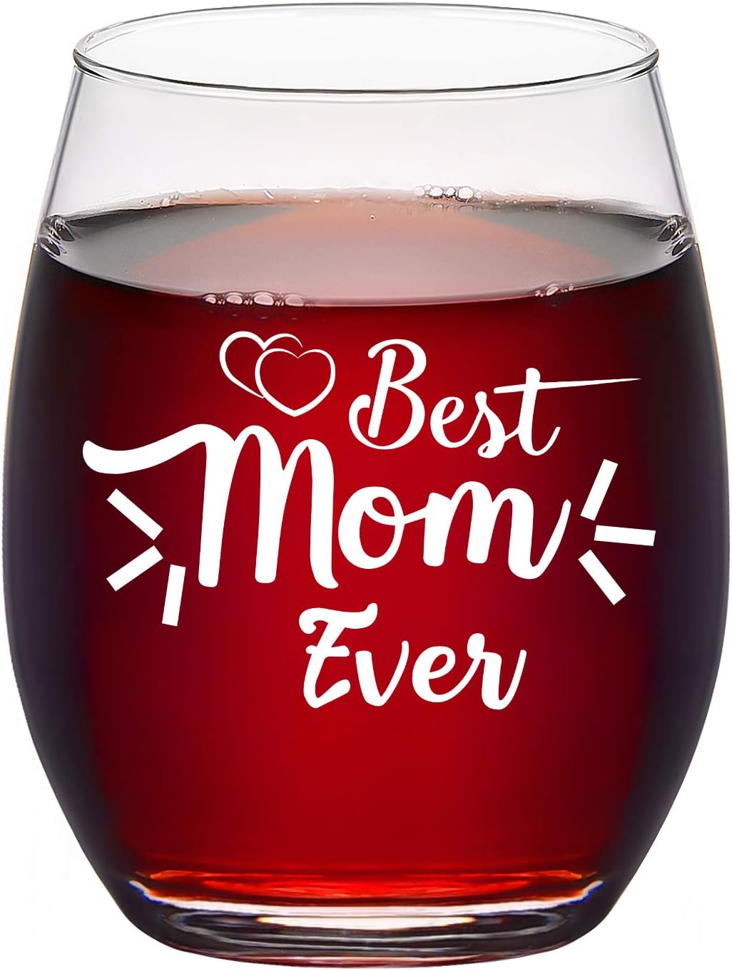 Mother's Day Gift Best Mom Ever Stemless Wine Glass, Mom