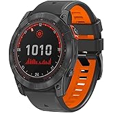 26mm watch band for garmin fenix 7x sapphire solar fenix 6x pro solar fenix 5x 3 hr quick release fit dual color silicone watch strap replacement for garmin epix 2 pro sapphire 51mm Descent MK1/2/2i