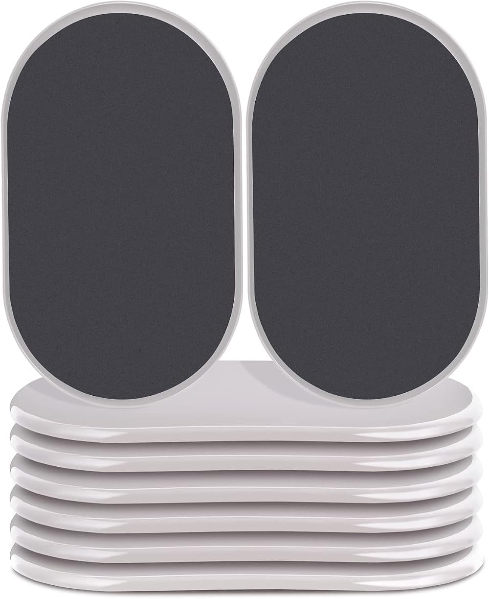Ezprotekt 8 Pcs Reusable Oval Carpet Furniture Sliders Beiges