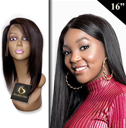 Brooklyn Hair Virgin 200% Density Full Lace Wig Straight 10A grade Unprocessed Glueless 100% Human Brazilian Hair Natural Color (16")