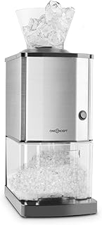 OneConcept Icebreaker - Ice Crusher, Eiscrusher, Eiszerkleinerer, 15 kg/h, 3,5 Liter (etwa 1,75 kg) Eisbehälter, aufsetzbarer Einfülltrichter, Sicherheitsschalter, Saugnapffüße, Silber