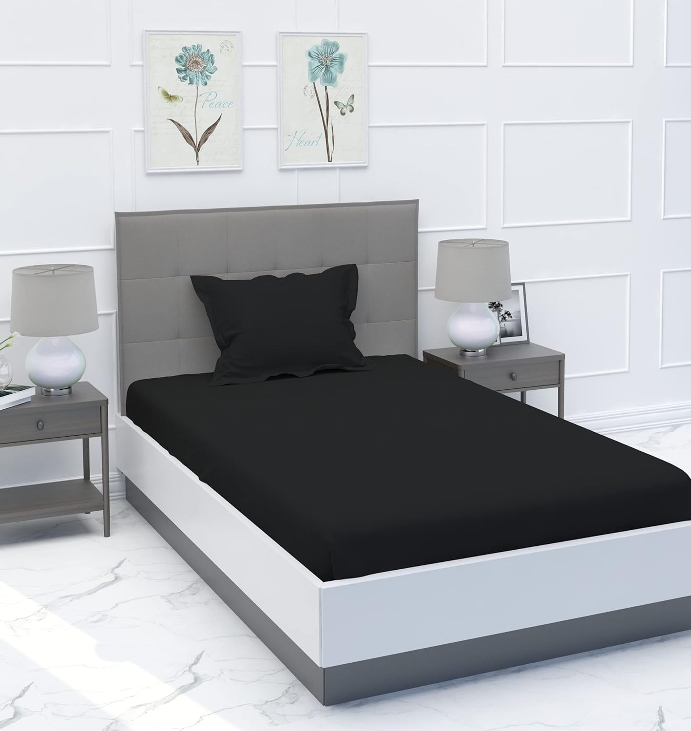 MYSA 240 TC Microfiber Plain Solid Color Bedsheet Single Bed with Large