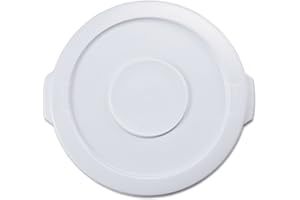 Rubbermaid Commercial Products BRUTE Heavy-Duty Round Trash/Garbage Lid, 10-Gallon, White, Outdoor Waste Container for Home/Garage/Mall/Office/Stadium/Bathroom
