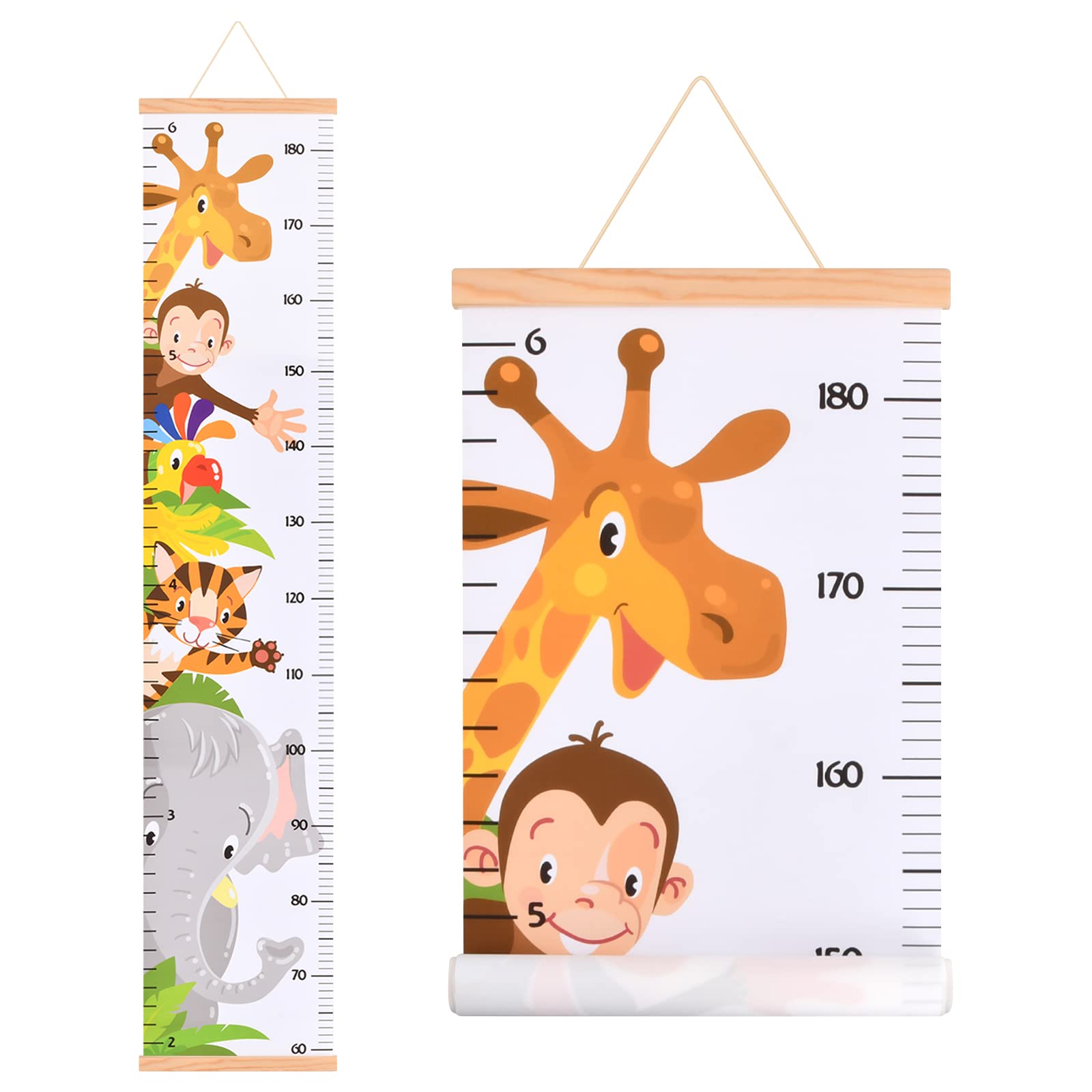 Kids Height Wall Chart, Wall Hanging Baby Height Growth Chart with Animal Style, Canvas Measuring Height Ruler for Baby Room, Wall Decor Height Growth Chart for Bedroom Kindergarten, 131 x 25cm