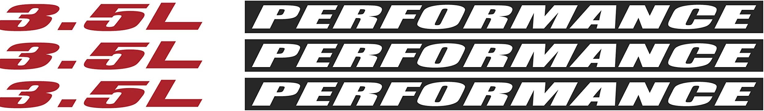 Tower Decals 3.5L [Red] Performance [Matte Black] Hood Vinyl Decal Emblem Fits Ford EcoBoost (Inverted)