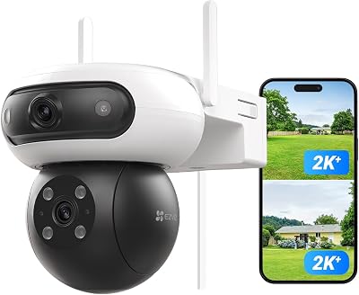 C90 Dual 8MP (4MP+4MP) Telecamera WiFi Esterno con Doppia Lente, Telecamera per Esterni a 360°, Visione Notturna a Colori, Rilevamento Persone/Veicoli, Audio Bidirezionale, Impermeabile