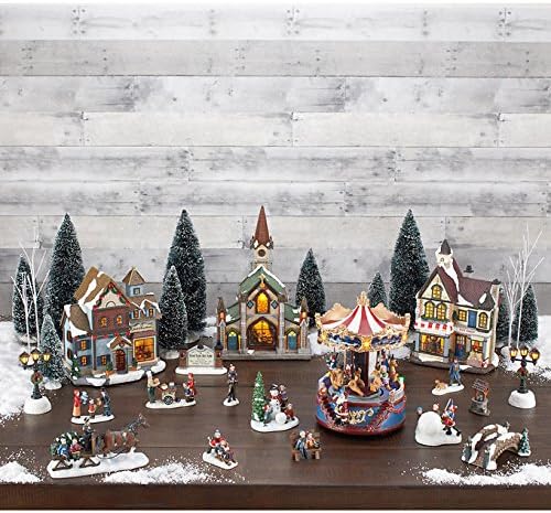 30 Piece Christmas Village with LED Lights and Music - Plays 8 Classic Christmas Songs