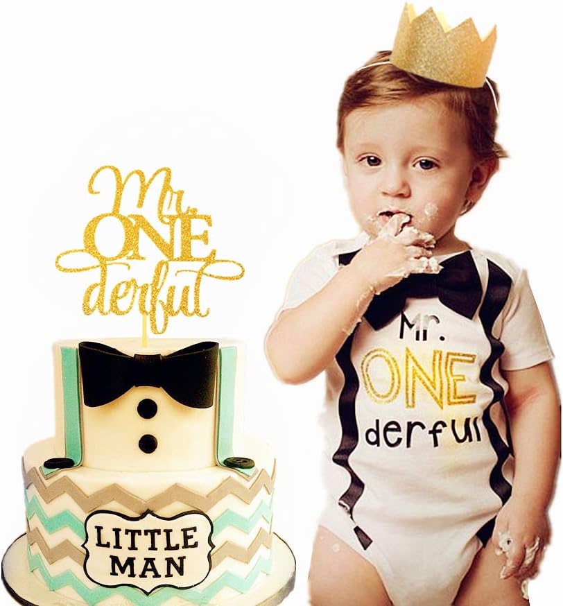 Accessoires De Decoration Figurines Pour Gateaux Jevenis Decoration De Gateau Pour 1er Anniversaire Motif Mr Onederful Napravi Rs