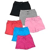 MISS POPULAR Girls 6-Pack Bermuda Short Sizes 4-16 Comfortable Cotton, Elastic Waistband, Bow-Tie, Pockets & Many Colors