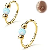 UBGICIG 8mm 10mm Opal Nose Rings Hoops 316 Surgical Steel Nose Piercing Jewelry Pink Purple Blue White Green Red 18K Gold Silver 18G/20G