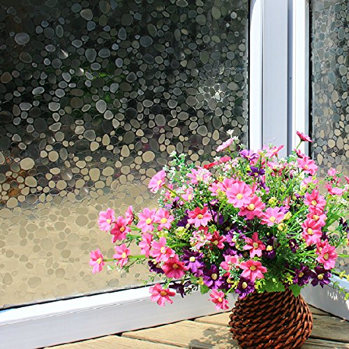 Leyden 24-by-72-Inch Cut Glass Cobble Pattern No-Glue 3D Static Decorative Glass Window Films