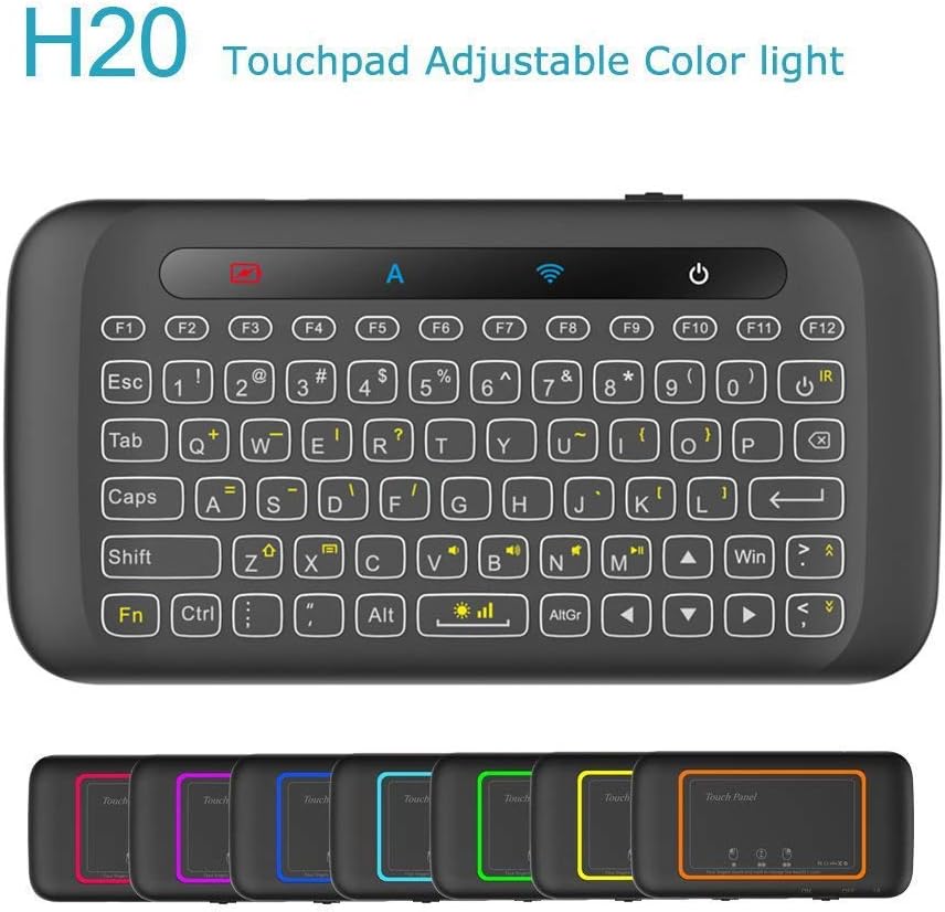 Mini Keyboard,Yongf H20 2.4G Wireless Gaming keyboard with Touchpad Mouse RGB Backlit Smart Remote TV Controller for Android TV Box, Windows PC,Laptop, HTPC, IPTV, Raspberry Pi, XBOX 360, PS3, Ps4