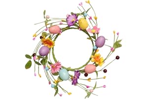 Easter Candle Wreath - Floral Egg Garland, Small Spring Decoration, Mini Wreath Accent | Versatile Easter Centerpiece for Por