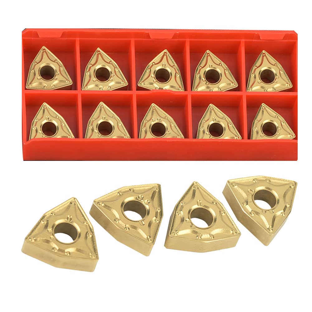 CNC Carbide Blade, 10PCS Lathe Turning Tool WNMG 432 / WNMG0804 Carbide Inserts Stainless Steel for Dimensional Accuracy of Machined