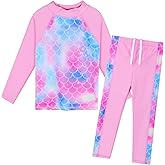 Girls Two Piece Swimsuit Long Sleeve Floral Bathing Suit UPF 50+ Summer Beach Swimwear