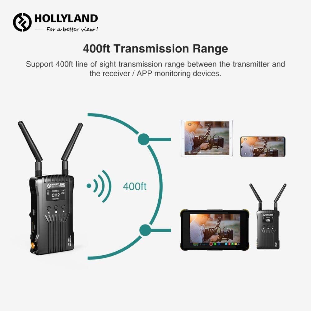 Hollyland Mars 400S Wireless Video Transmission System,SDI HDMI Image 1080P 5G Wireless HD 400ft Transmitter Receiver Support Android & iOS 3 Scene Modes Cold Shoes and Battery Kit: Car Electronics