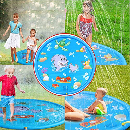 IAMGlobal 67" Sprinkle and Splash Play Mat, Inflatable Splash Pad, Sprinkler Pad, Outdoor Water Toys for Adults and Kids for Beach Garden (67 Inch)