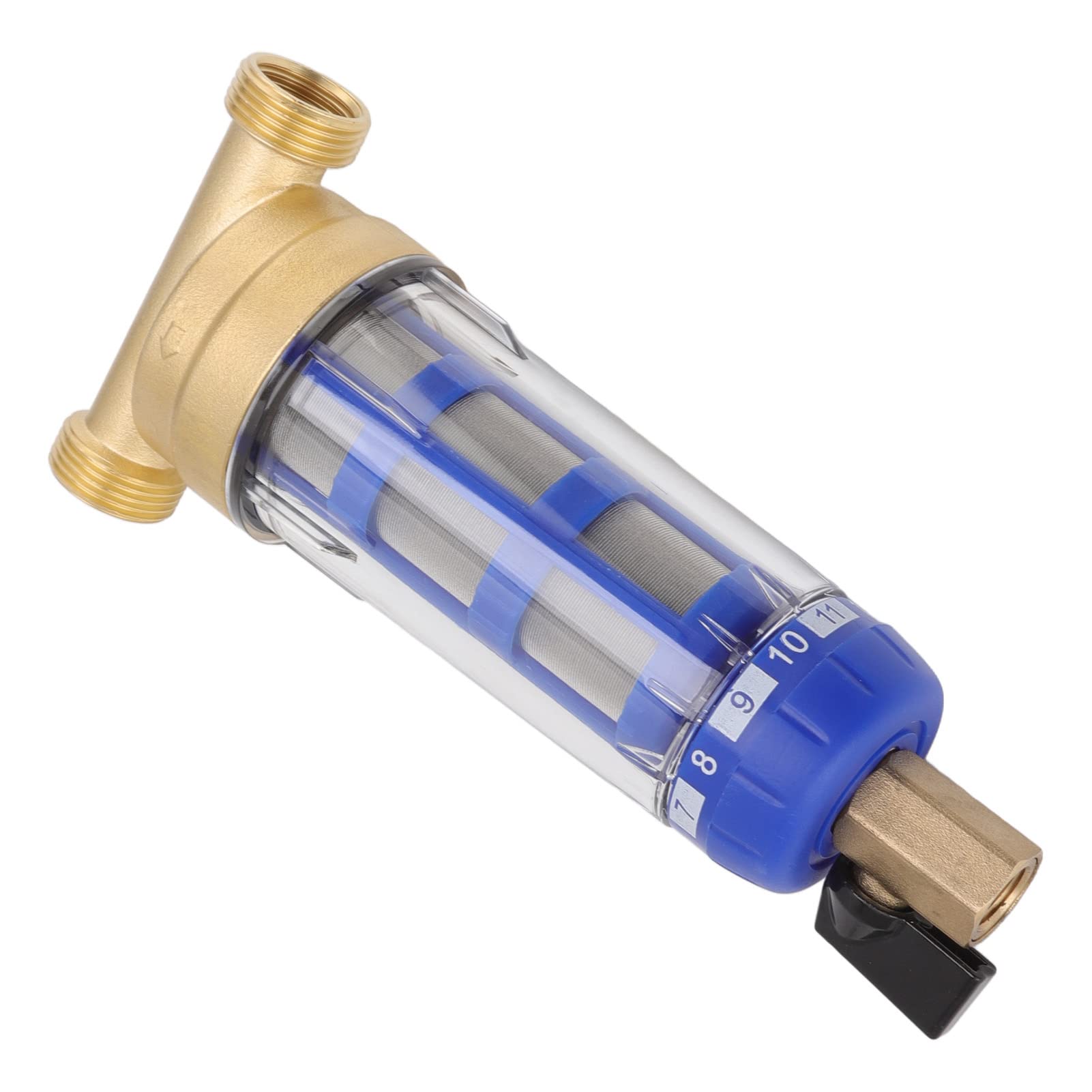 Whole House Spin Down Sediment Water Filter, Resuable Backwashing Water Filter Refined Copper Head Spin Down Sediment Prefilter for Washing Machines, Water Heaters and Water Purifiers