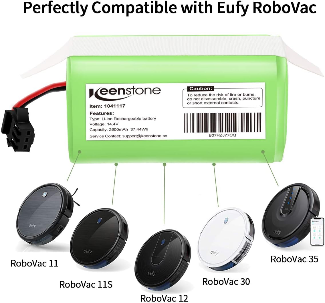 Keenstone 14.4v 2600mAh Li-ion Rechargeable Replacement Battery Compatible with Deebot N79S, Deebot DN622, RoboVac 11, RoboVac 11S, RoboVac 30, RoboVac 15C,RoboVac 12, RoboVac 35C: Home & Kitchen