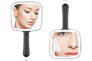 Getanye Hanging Handheld Mirror with Lights, Lighted Hand Mirror Battery Operated for Makeup, Barbing, Shaving or Traveling(Linear)