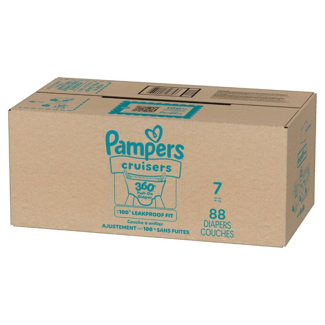 Pampers Diapers - Cruisers 360 - Size 7, 88 Count, Babyproof up to 100% Leakproof Pull-On Diaper