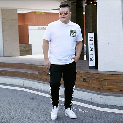 Amazon Co Jp スポーツメンズセットジョギングパンツ夏の男性のトリミングtシャツのズボンスーツ半袖スポーツウェアメンズ毎日の服 白 6xl ホーム キッチン