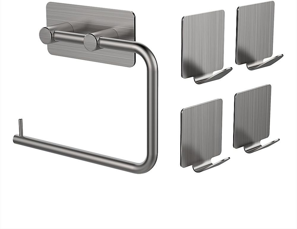 Toilet Roll Holder MAPUX Bathroom Toilet Paper Holder with 4 Pieces Hook Stainless Steel 3M Adhesive