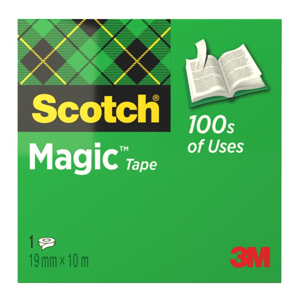 Scotch Magic Tape, 1 Roll , 19 mm x 10 m - General Purpose Sticky Tape for Document Repair, Labelling & Sealing