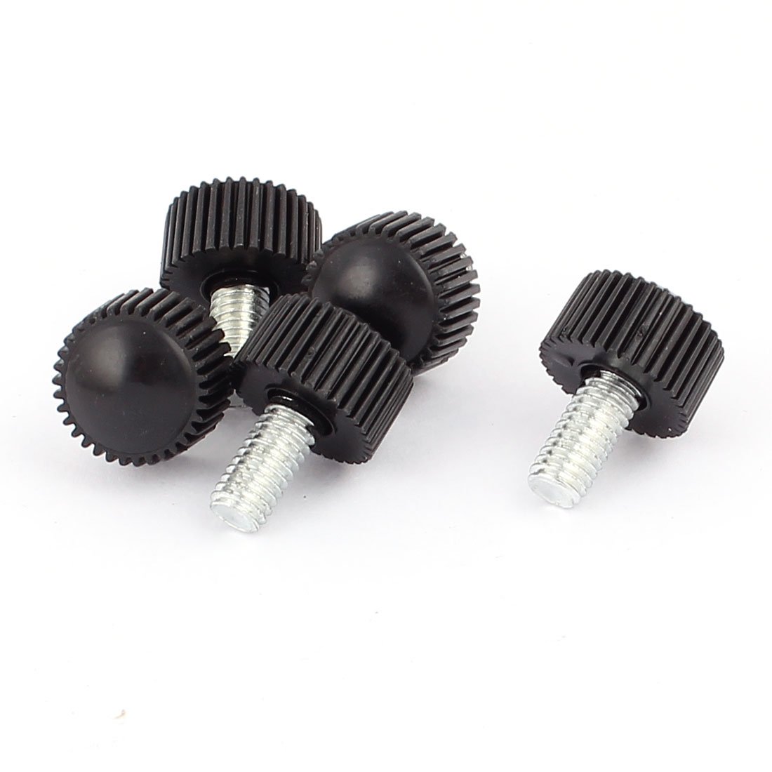 uxcell a15112300ux0450 M6 x 12mm Round Head Screw On Straight Knurled Clamping Knob Grip 5Pcs,