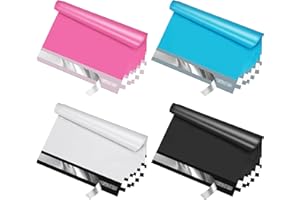Jowlroel Poly Mailers 10x13 Inch Mixed Color 100Pcs Total - 25 Pcs Each of 4 Different Color, Strong Adhesive Shipping Bags for Clothing, Waterproof and Tear Proof Mailing Envelopes - Mixed Color