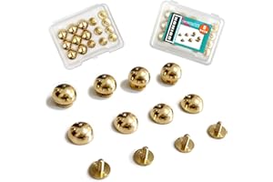 honigo 8 Pcs Gold Rivets Stud Handbag Purse Feet 1/2 inch Round Metal Solid Brass Studs Screw Back Feet 12mm Buckle Spikes Leathercraft for Leather Bag Totes DIY Craft