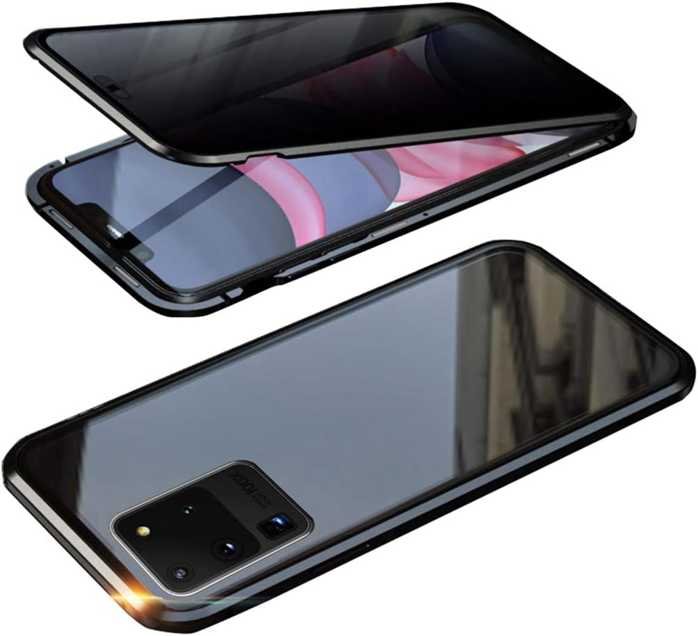 OIFEN Compatible Samsung Galaxy S20(6.2 inch) Case, with Built-in Screen Protector Magnetic Clear Double-Sided Tempered Glass Anti-Spy Anti-Peeping Privacy Cover (Black)
