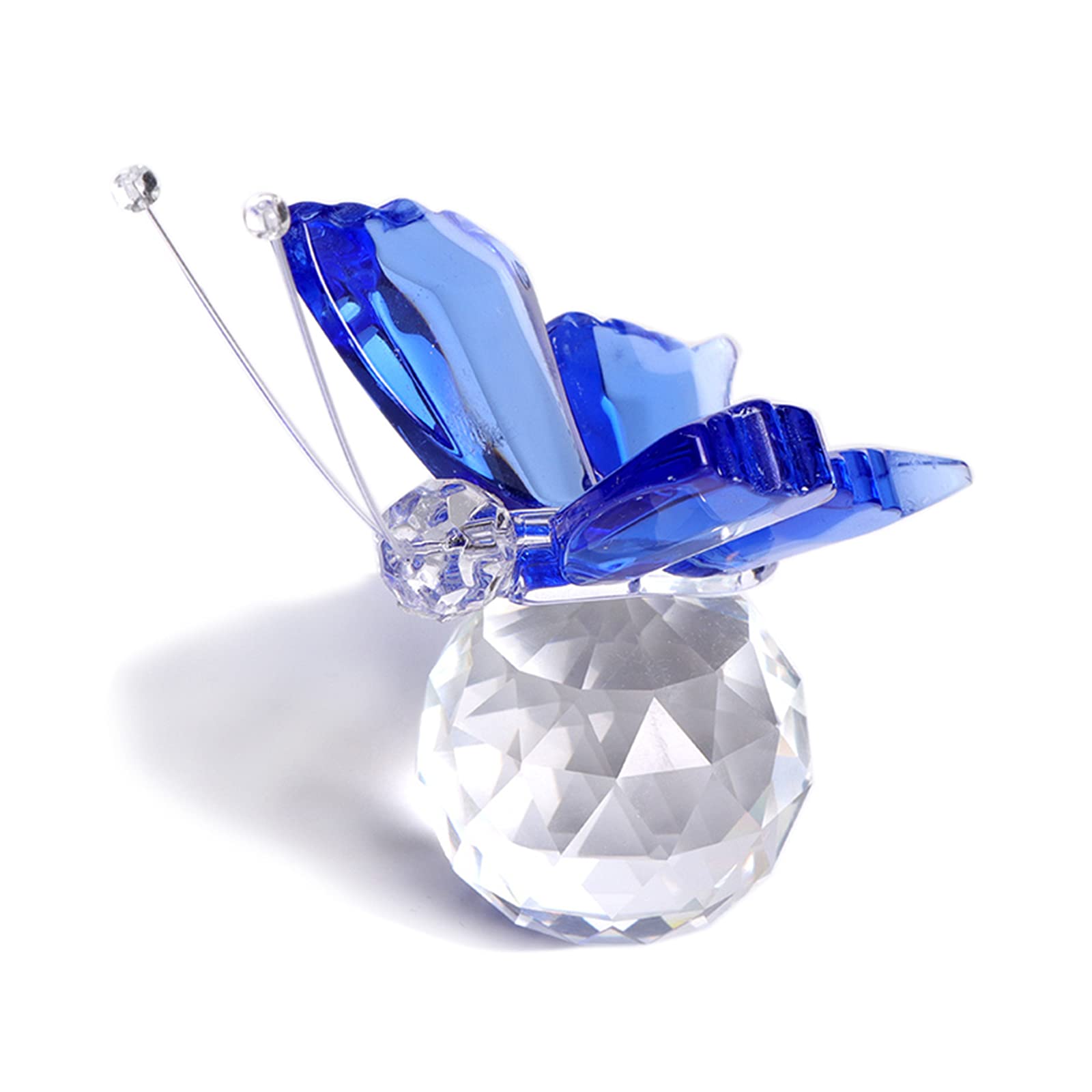 Movdyka Crystal Flying Blue Butterfly Ornament Gifts for Women, Glass Collectible Animals Figurines (Blue)