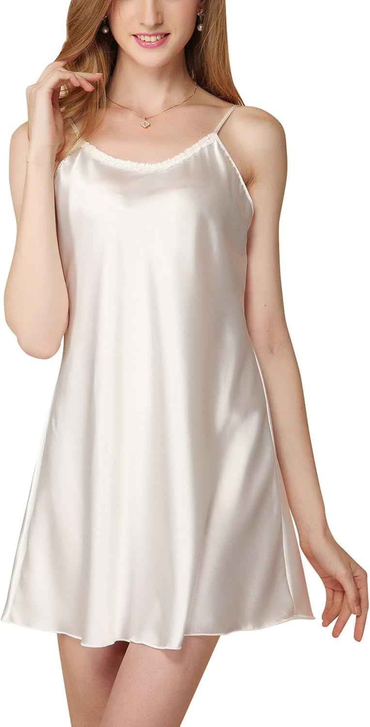Dolamen Camisón para Mujer, Mujer Cordón Corto Camisones Raso Satin Dolamen Camisón para Mujer, Mujer Cordón Corto Camisones Raso Satin