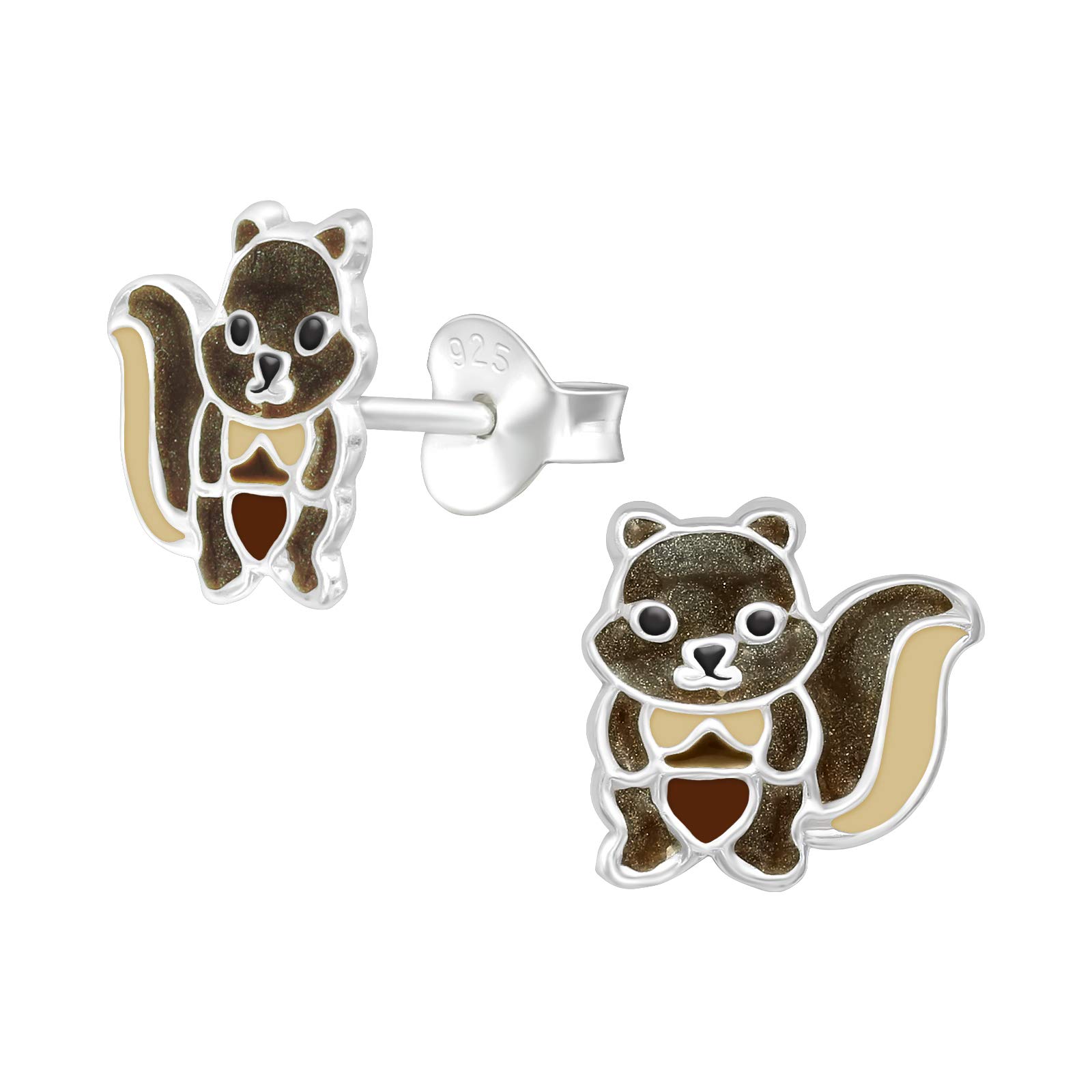 Cute Squirrel Stud Earrings - 925 Sterling Silver