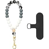 Tweruna Silicone Beaded Cell Phone Wrist Strap, Marble Phone Charms Strap, Cellphone Wristlet Bracelet Strap with Tether Tab, Beaded Lanyard Wrist Bracelet for Women