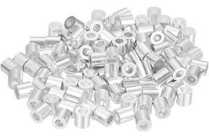 uxcell 120Pcs Aluminum Crimping Loop Sleeve for 1/8" Diameter Wire Rope, Round Aluminum Wire Rope Sleeve for Cable Line End