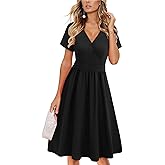 VOTEPRETTY Women's Short Sleeve V Neck Wrap Dress Summer Casual Floral Sundress with Pockets