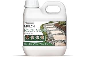 GOOBOOM Rock Glue for Landscaping – 2L(67.6OZ) Fast-Drying Landscape Adhesive for Pea Gravel, Rubber Mulch & Decorative Stones – Heavy Duty Permanent Bond Stabilizer – Safe for Lawn, Garden,