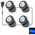 yoosuml Pond Lights, Underwater 12 LEDs Landscape Spotlights, IP68 Waterproof Submersible Fountain Lights for Garden Yard Aquarium Pond Fountain Waterfall, Blue (Set of 4)