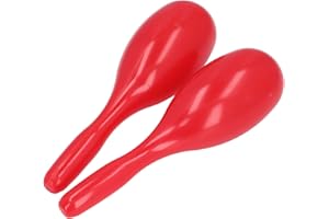 Ergonomic Music Maracas, 2Pcs Oval Shaped Plastic Rumba Shaker for KTV Party (Red