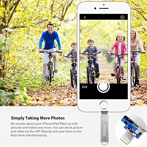 VIKASI USB Flash Drive for iPhone, USB 3.0 Memory Stick 64GB with iPhone Lightning Adapter, USB Type C Thumb Drive for iPhone X/iPad/iPod/Mac/Android/PC/iOS 3 in 1 (64GB) - Thumbnail 3