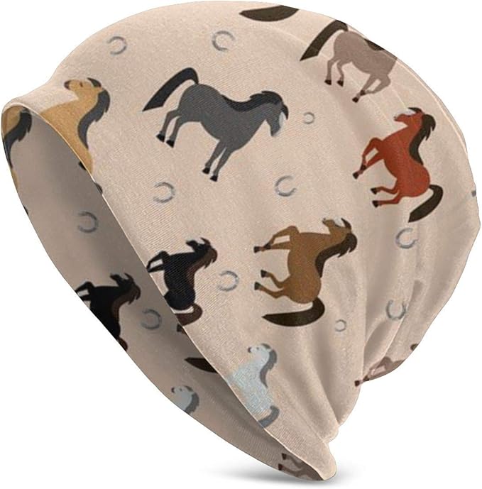 Colored Horse Winter Beanie Knit Hats for Men & Women