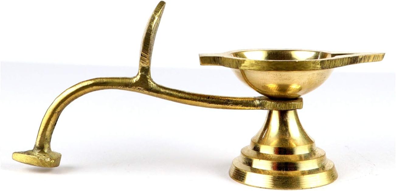 Oil Lamps & Accessories - ASHIRWAD Brass Oil/Ghee Aarti Jyot Diya Lamp Arti for Puja Heavy One with Handle (1.5 Inch)